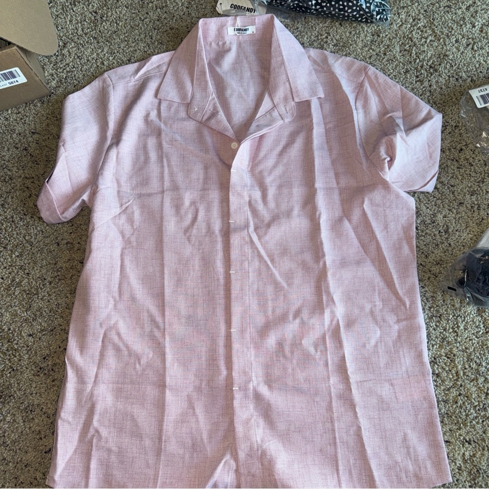 Men's Light Pink Casual Button Down Shirt